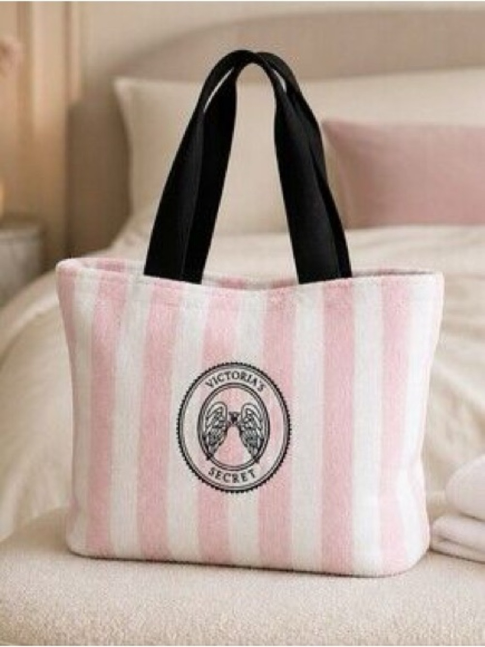 Victoria's Secret Pink & White Striped Tote Bsg - Picture 4 of 7